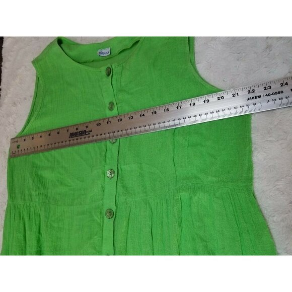 E Stewart Womens Button Front Tiered Sleeveless Midi Shirt Dress Light Green - Picture 4 of 5